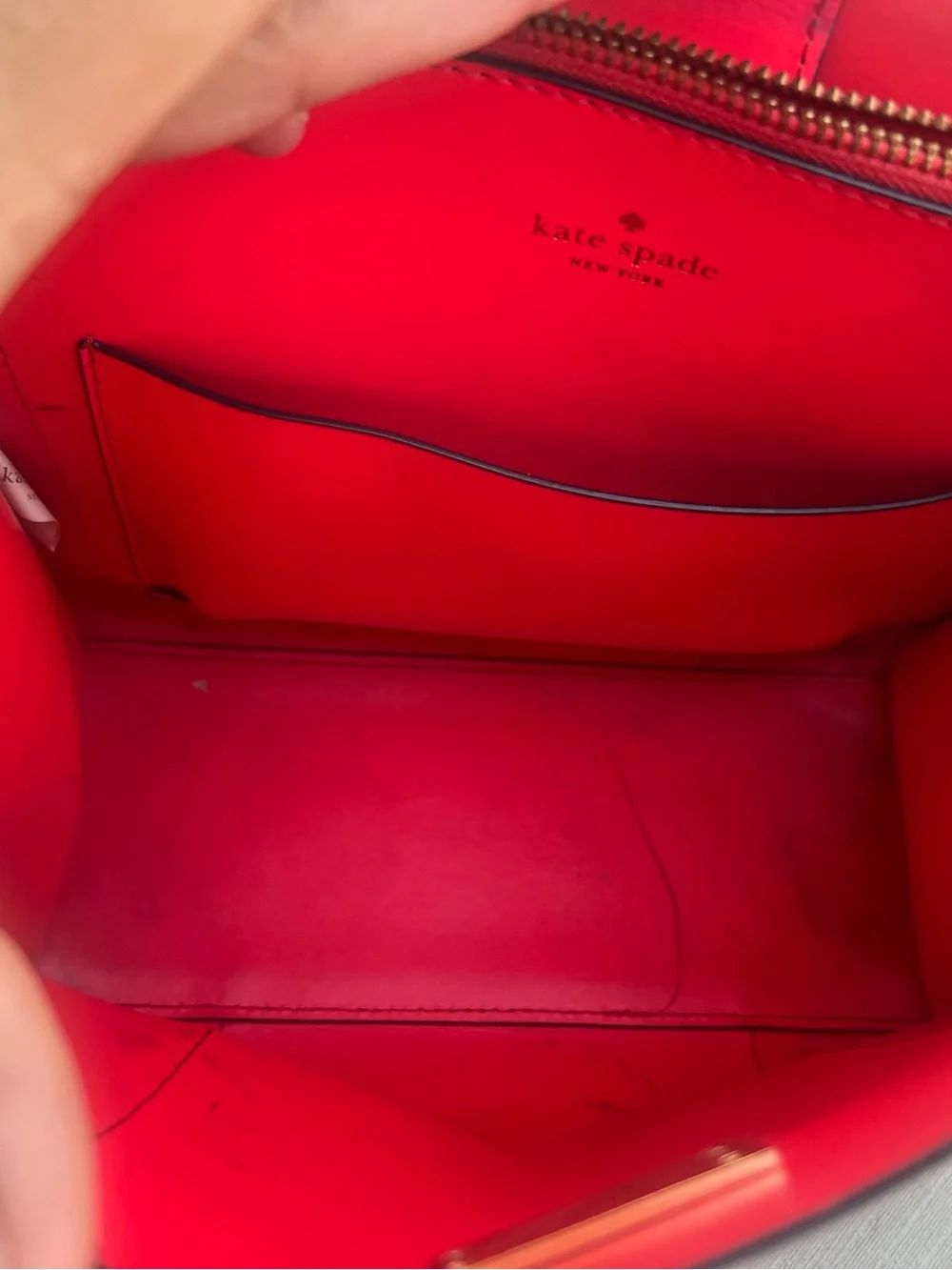 kate spade Navy tote with Pink handles and strap